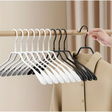 공간 절약형 가정용 미끄럼 방지 무자국 옷걸이 어깨 눌림 방지 다용도 행거 10P 세트, 10개, 블랙
