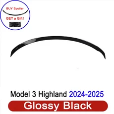 Model3 Highland 2025 Tesla 3 Y 2017-2024 용 뒷 트렁크 스포일러 액세서리 탄소 섬유 ABS 윙 립 자동차, 01 2024 3 glossy black