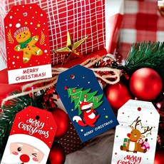 성탄 사각 네임택 디자인 종이택 소량 1봉지 50장