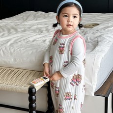 몽실이 누빔 코튼 무형광 수면조끼 아동 유아 어린이 홈웨어 보온 일체형 사계절