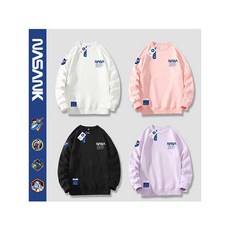 大學t 刷毛大學t 寬鬆大學t 大學t長袖NASA聯名衛衣秋冬新款vintage美式複古衛衣大學t男 純棉 落肩