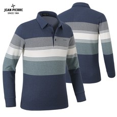 쟌피엘 국내생산 백화점용 겨울 남성 고급 배색 카라티 카라넥 남자 골프티 골프웨어 긴팔 티셔츠 JP