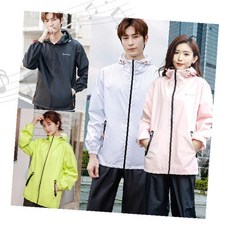 남녀공용 경량 방수 우비 세트 후드 집업 바람막이 야외활동 레인코트 캠핑 등산 배달업무용, 1개, 상세페이지 참조