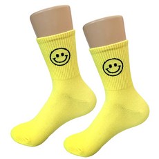 여자골프양말 여름골프양말 여성골프양말 골지 라운드 스마일 양말 라운딩 포인트 코디 봄 여름 여자골프웨어 의류, 옐로우, 1개