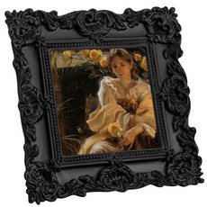 Eletecpro 12.7x17.8cm5x7인치 빈티지 사진 액자 실제 유리 커버 화려한 앤티크 프레임 테이블 탑 또는 벽걸이용 디스플레이 그림 164010, 1팩, 블랙