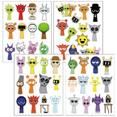 Sprunki 스프런키 판박이 스티커 4종 S250318, 4개