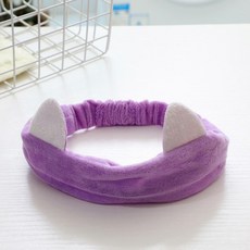 퍼플 야옹이 머리띠 세안헤어밴드 세안밴드, 1개