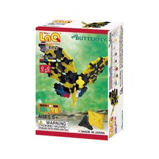 LaQ Q版鳳蝶 (64pcs) 日本製造立體3D拼接積木/益智玩具, 黃色和黑色, 1盒