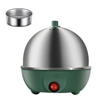 가정용 계란 찜기 전기 보일러 스테인레스 스틸 자동 멀티 푸드 쿠커 7 커스터드 스팀 220V, Green With Bowl, 1개