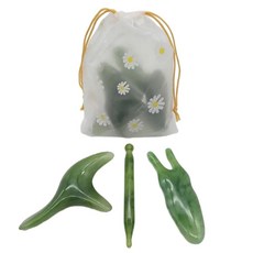 얼굴 림프 괄사 마사지기 지압봉, 그린, 1세트