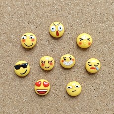 裝飾按釘圖釘 Emoji小黃臉圖釘diy可愛創意卡通毛氈照片牆軟木板大頭工字ins風, 1個, 9個Emoji圖釘