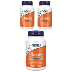 NOW Foods 左旋酪胺酸750mg素食膠囊, 90顆, 3罐