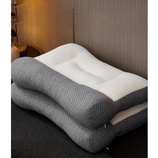 정면베개 머리고정 정자세 수면 움직임 방지 편한 베개 싱글 세트 화이트넥+그레이베개 10-13cm, 2개 세트 화이트넥+그레이베개