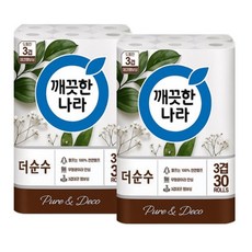 깨끗한나라 3겹 더순수 천연펄프 화장지, 2개