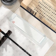 創意水晶玻璃鎮紙 瑞鶴圖 文房四寶 書法壓紙石, 1個, 透明無字款20cm*5cm