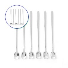 쌍문상회 지금 필요한 깔끔한 커피스푼 스텐 온더카페 스텐티스푼 커피 롱티스푼 머들러 스테인리스스푼 6p세트 롱 l 31872EA, 본상품