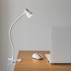 IRENE 10단 밝기 미니캡 집게 LED 스탠드 IR2200ML, 화이트