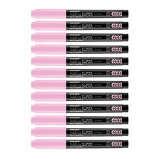 모나미 Adding-SUPER 에딩슈퍼 600 형광펜 / 모나미형광펜 에딩슈퍼 모나미에딩 모나미에딩슈퍼 에딩형광펜 하이라이트펜, 12개, 파스텔핑크