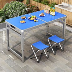 페이셜비 접이식 테이블 휴대용 접이식테이블 높이조절 캠핑테이블, 블루, 2인용