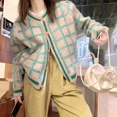 ROJI 格紋針織開襟外套