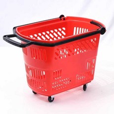 시장바구니 바퀴 플라스틱 슈퍼 카트 캐리어 내장손잡이, 1개, 35L 단형 4륜 타이로드 그레이