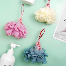 트렌드컨테이너 솜폼 부드러운 고리망사 샤워볼 거품망 3P세트, 솜폼 샤워볼 3P세트(06793A), 1개, 3개입, 핑크,아이보리,블루