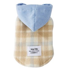 狗狗加絨保暖背心-柔軟舒適，時尚保暖，冬季寵物必備，多色可選，呵護愛犬頸部健康, 藍色連帽(可牽引),L碼, 1個