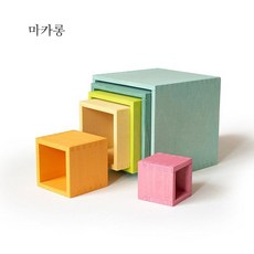 우드 사각 상자 쌓기 조립 세트 원목 컬러 교구 구성, 마카롱