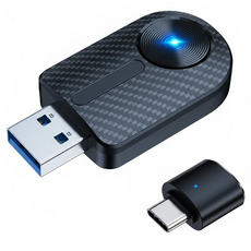 EUPZN 2 인 1 무선 카플레이 M27 원형 차량용 어댑터, 블랙