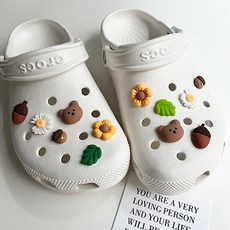 12pcs 도토리와 곰돌이 데이지 신발 장식 파츠 세트