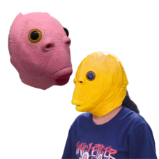 남녀공용 유쾌한 물고기 가면 코스튬 세트, 2개, 옐로우+핑크