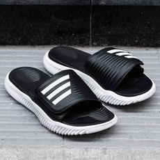 adidas 愛迪達 Common White Sword Alpha BOUNCE 魔術貼拖鞋氣墊滑墊+禮物（時尚面具）, 255