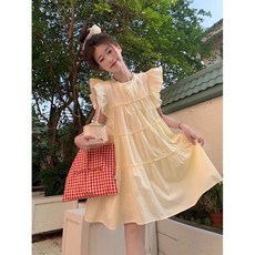 Yellwel달콤 부드러운 원피스 여성 여름 미니스커트 DJP