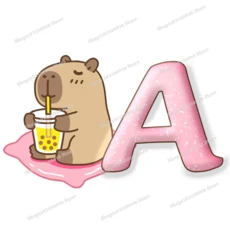 카피바라 귀여운 레터링 A-Z 도시락 청소년 벤토 2단 밀폐형 새지 않는 피크닉