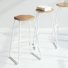 코니 철제 높은 홈바의자 아일랜드식탁 의자 바스툴, 내츄럴/화이트