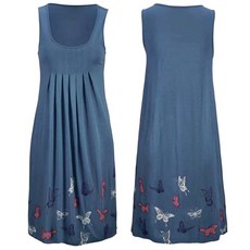 야옹야옹여름 민소매 라운드 넥 우아한 프린트 드레스 플러스 사이즈 여성 의류 캐주얼 하이 웨이스트 빅 진자 스커트 도시 레저, 연보라색, XXL 사이즈