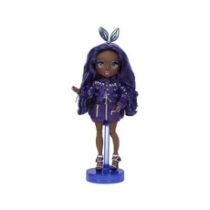 정품++ Rainbow High 레인보우하이 크리스탈 베일리 - 인디고 (다크 퍼플) 패션 인형 믹스 앤 매치 의상 2개 및 인형 액세서리 포함 6- 를 위한 훌륭한 선물