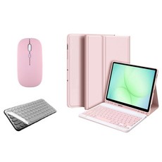 케이스나라 갤럭시탭 A11 플러스 / A9+ 호환 블루투스 키보드 케이스 북커버 무선 마우스 세트, 핑크, 1개