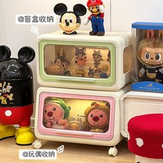 【氣質穿搭】多巴胺娃屋布置可疊加移動玩偶擺件防塵展示架棉花娃娃娃衣收納櫃 臺灣發貨, 撞色收納櫃-粉色,其他+其他+其他/other, 1個