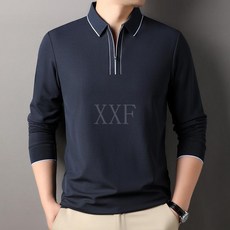 2025春季新款 華夫格錦氨長袖POLO衫 男 無痕翻領半拉鍊彈力T恤