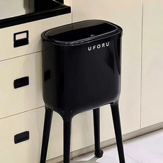 HERON 하이레그 디자인 허리편한 대용량 인테리어 휴지통, 블랙