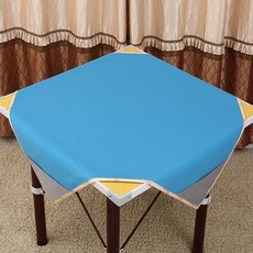 麻將桌布 家用大號一米正方形麻將毯 加厚消音麻將墊 方便儲物 輕鬆收納 隨意折疊 四角帶兜 做工精細 時尚麻將布, 高檔【加厚防滑】1米 藍色無圖案, 1個