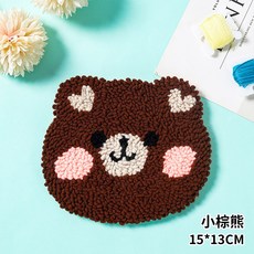 DIY戳戳繡杯墊 35款精選 療癒手作, 1個, 【6】小棕熊 (送20cm繡棚),【3.5mm戳筆】需至下方加購區加購