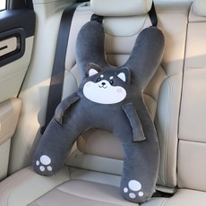 유아 카시트 H형 목쿠션 장거리 여행 필수 아동 차량용 목베개 아이 머리 흔들림 방지 쿠션, 1개, 블랙
