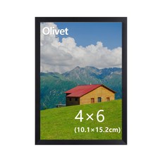 olivet 우드그레인 액자 무타공 겸용 인테리어 4*6액자, 1개, 검정색
