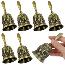 6개 손벨 노인용 침대 옆 결혼 벨 손잡이 달린 빈티지 벨 - 앤티크 브론즈 큰 소리 호출 서비스 저녁 식사 파티 리셉션 및 명상용