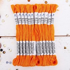 12개의 타래 Threadart 프리미엄 이집트 장섬유 면 자수 실 | 더스티 로즈 | 6가닥으로 나눌 수 있는 실 각각 8.75야드 핸드 자수 우정 팔찌 십자수 및 공예, Tangerine