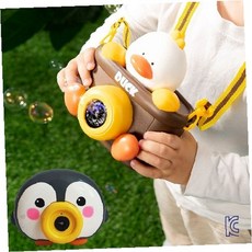 펭귄 카메라 디자인 멜로디 자동 비누방울 발사기 건전지 포함 놀이 완구 어린이집, 1개, BEAR 오토 카메라버블건(네이비브라운)+AA배터리3개