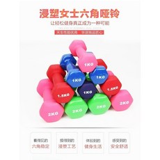 GYM 六角防滑啞鈴 2公斤磨砂紅 浸塑實心鑄鐵 居家手臂訓練復健器材, 磨砂紅/2支, 1個