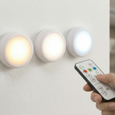 포라이트 마그네틱 LED 무드등 3P 리모컨 무선 간접조명 퍽라이트, 화이트